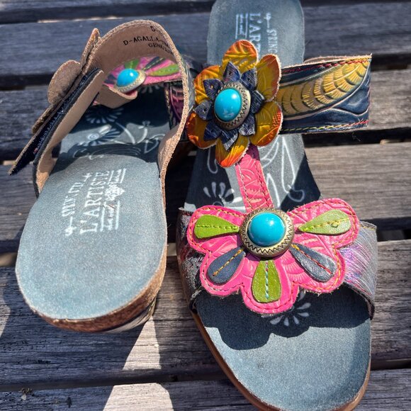 L'Artiste New Spring Step Women's Bari Floral Navy Multi Sandals, Size 40 = 9M - Picture 11 of 12